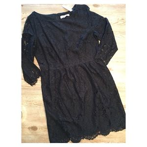 LOFT Black Lace 3/4 Sleeve Dress